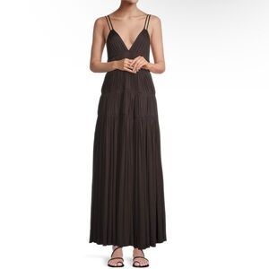 Rebecca Taylor back bow ruched midi dress in black NWT